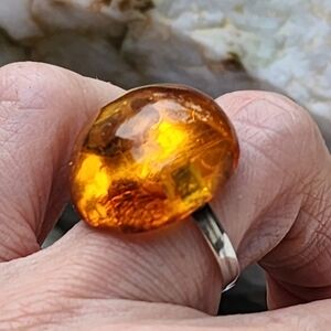 Amber Celtic Ring Sterling Silver 925 Baltic Honey Cognac Natural Amber Jewelry